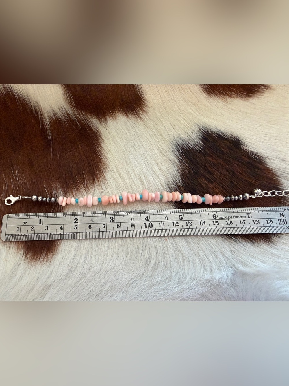 ❤️ 925 Navajo Desert Pearls Saucers Pink Conch Kingman Turquoise Bracelet Charm - Picture 9 of 11